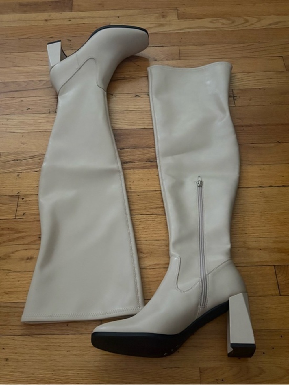 Open Edit Cream Over The Knee Boots Size 9.5